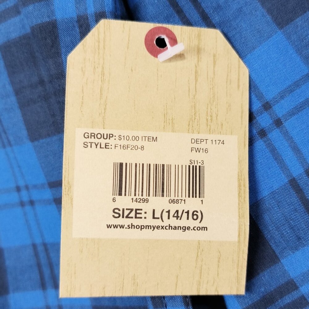 Buzz Cuts Blue Plaid Long Sleeve Button Up Shirt Boys Size Large 14-16 - Picture 2 of 5